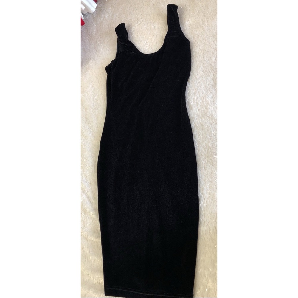 American apparel black velvet short dress backless